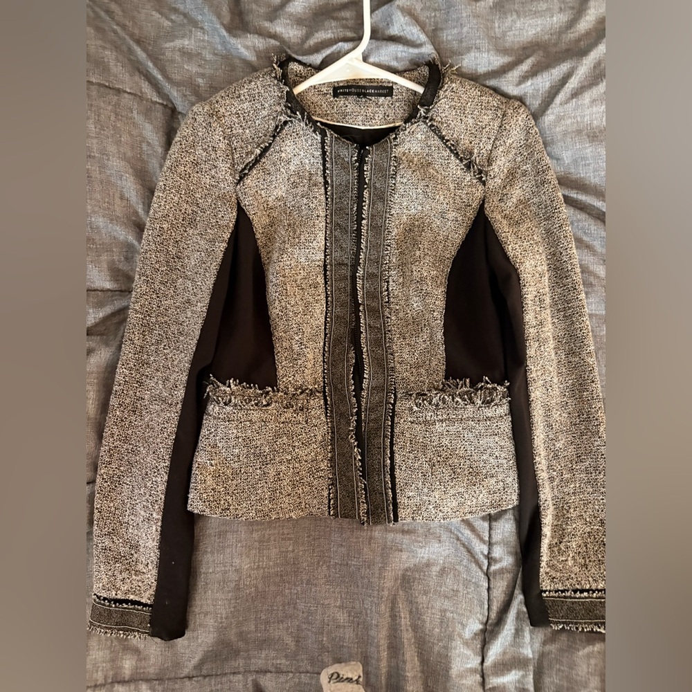 White House Black Market Tweed Black and Gray Blazer